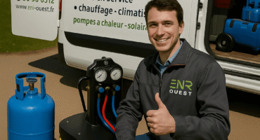 Technicien plombier avec Pouce Levé