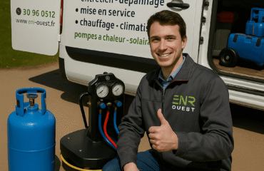 Technicien plombier avec Pouce Levé